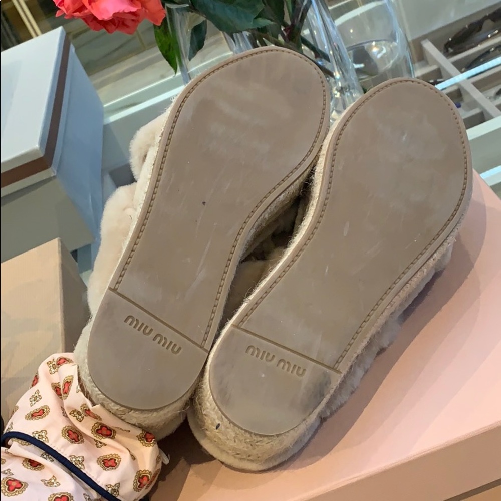 Shearling Miu Miu Espadrille Fur Slides - image 3